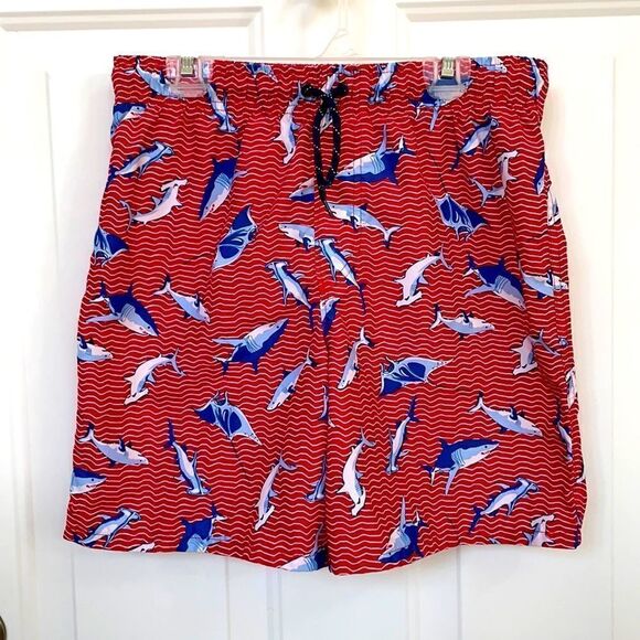 ❤️ WONDER NATION Red Shark Print Swim Trunk XXL ❤️ - Picture 1 of 8